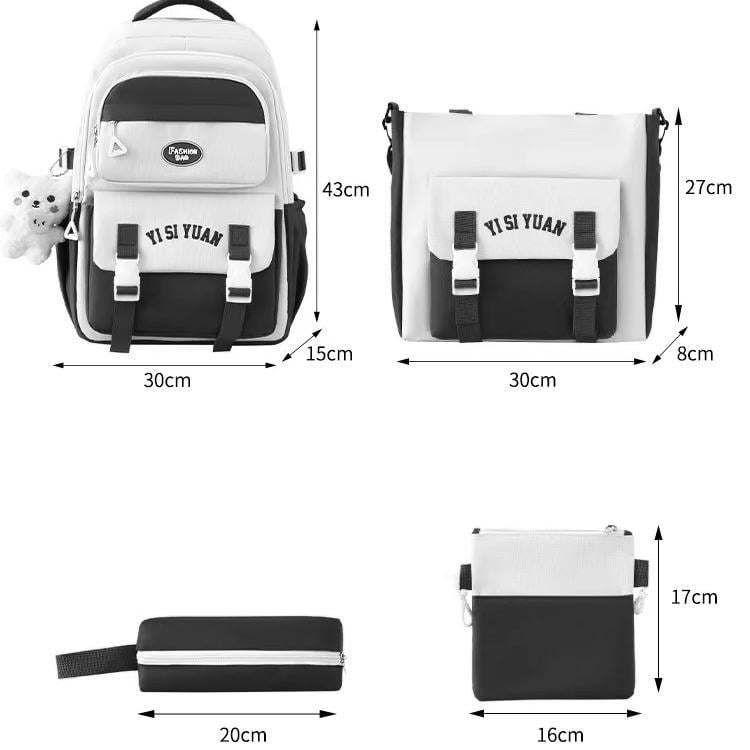 Рюкзак школьный набор 5в1 подростковый для девочки 5-11 класс сумка-шоппер/клатч/пенал Черный (28110748) - фото 8 Рюкзак школьный набор 5в1 подростковый для девочки 5-11 класс сумка-шоппер/клатч/пенал Черный (28110748) - фото 8