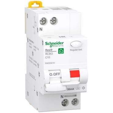 Дифференциальный автомат Schneider Electric Resi9 RCBO 10A C 1P+N 30mA А 6kA (R9D55610) - фото 1