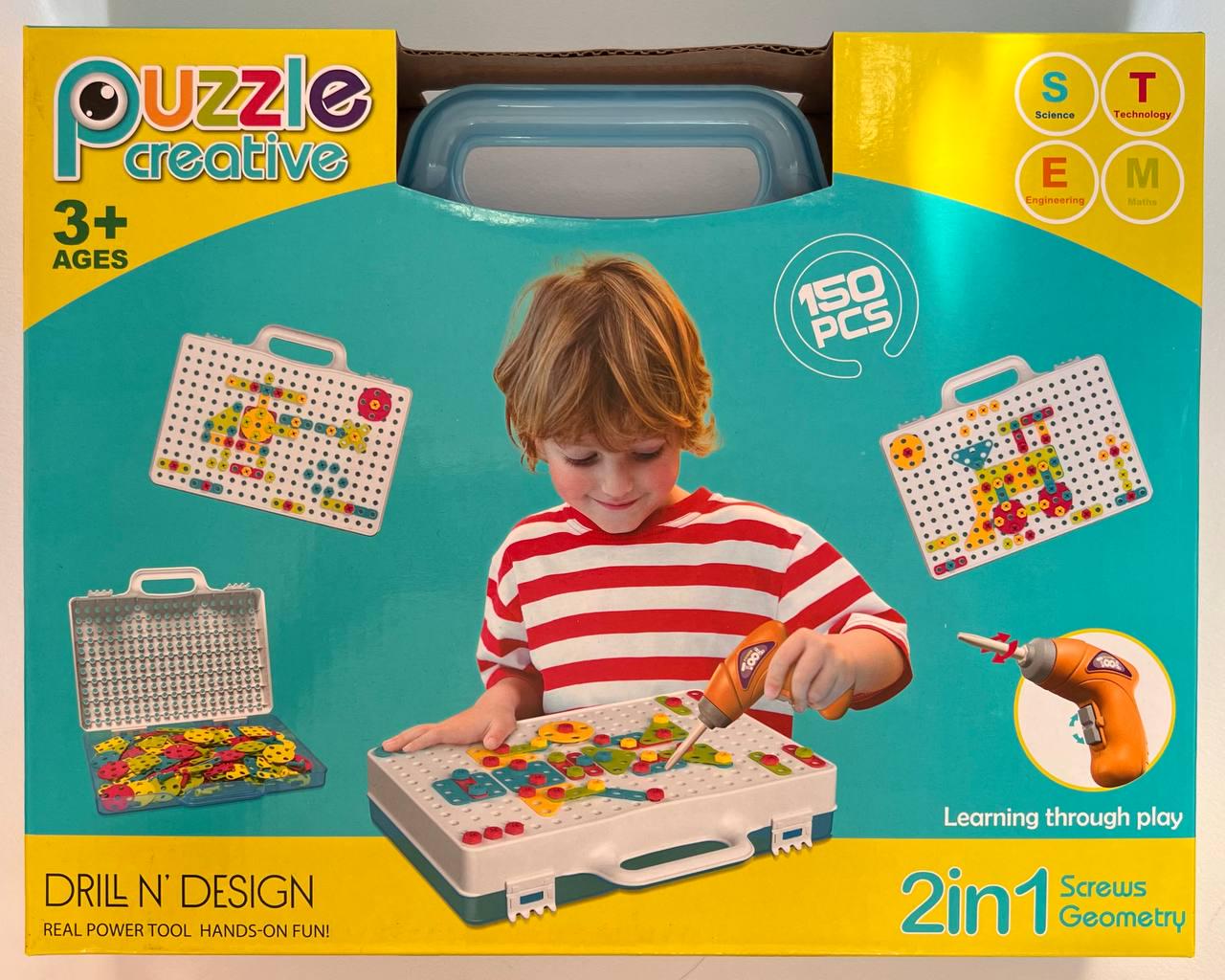 Конструктор-мозаика с шуруповертом в чемодане 150 деталей (811862)