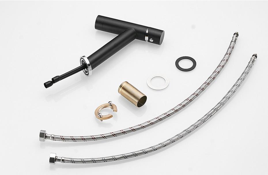 Смеситель для умывальника WanFan однорычажный горизонтальный Черный/Хром