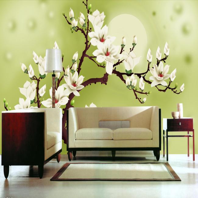 Фотообои 3D флизелиновые цветочные для спальни/зала/кухни Ветви с белым цветом