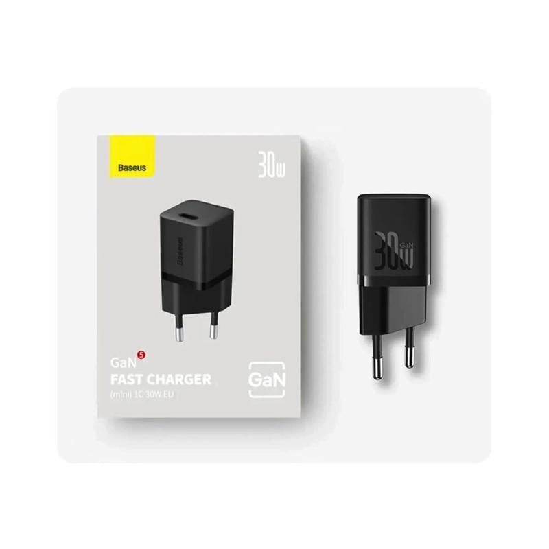 Зарядний пристрій для Baseus GaN5 Fast Charger mini 1C 30W EU Black (CCGN070401)