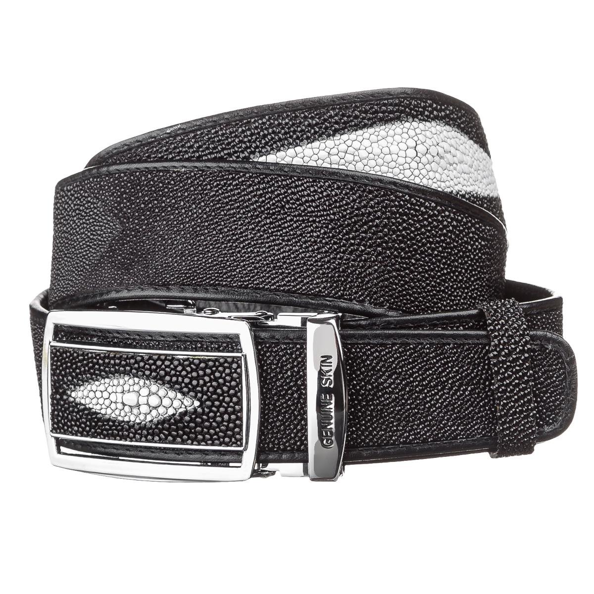 Ремень автомат Stingray leather 18203 из натуральной кожи морского ската Черный