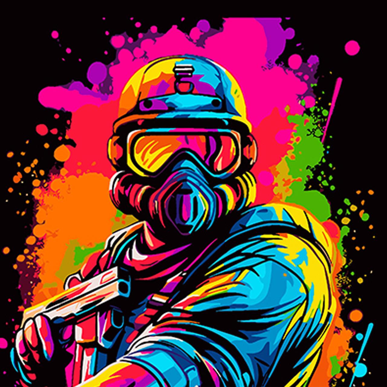 Картина по номерам Strateg Премиум Мужской образ с оружием на черном фоне 40х40 см (AV4040-34)