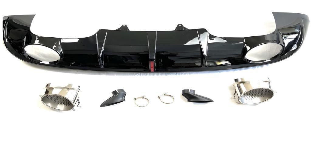 Диффузор задний с насадками QRS-Style GT Tuning для Audi Q5 2008-2017 гг. ABS-пластик Черный (132070)