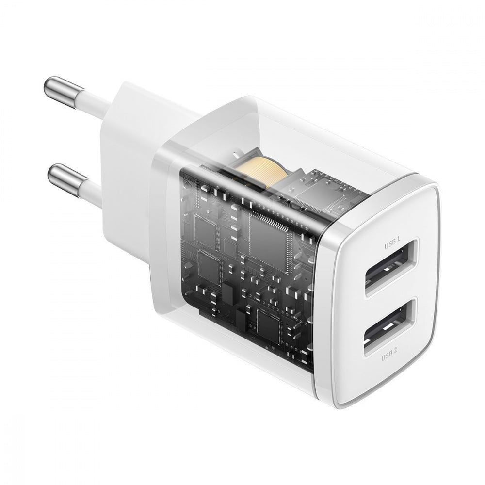 Зарядний пристрій BASEUS Compact 10,5W 2 USB White - фото 5