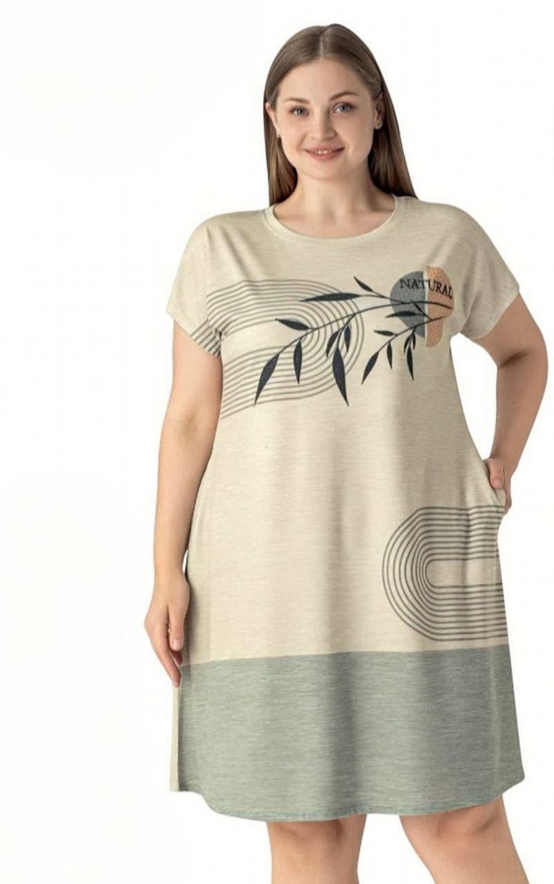 Ночная рубашка хлопковая батал Cotpark 21046k 2XL Бежевый