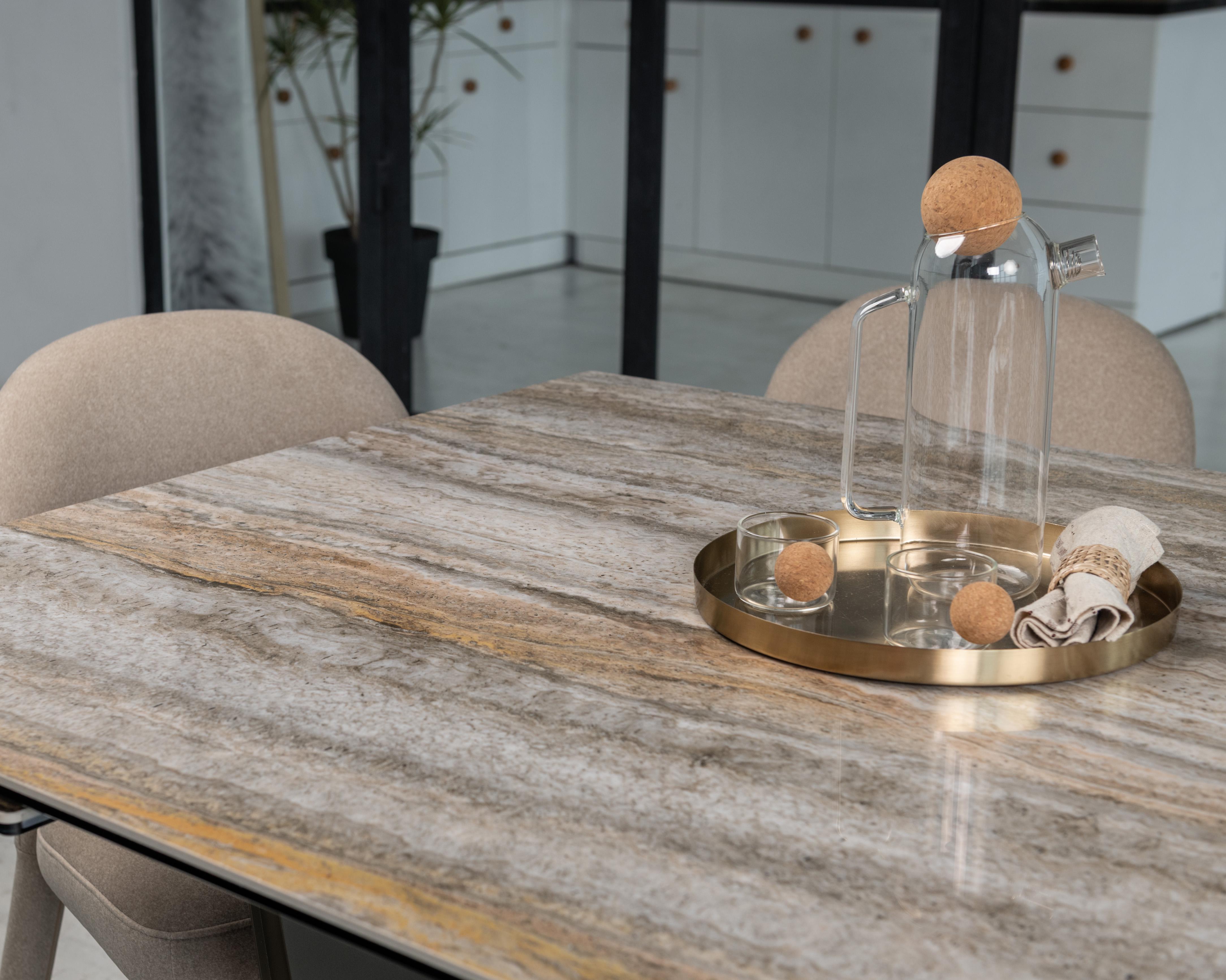 Стол обеденный раздвижной Vetro Mebel Беатриче 1800-2600x1000x760 мм Тайгер травентин/коричневый (TМL-995) - фото 10