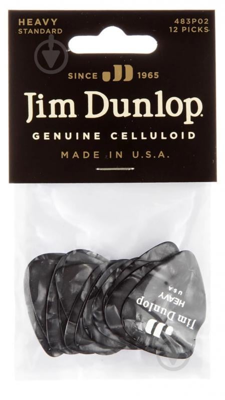 Медиаторы Dunlop 483P02HV Celluloid Black Pearloid Heavy Player's Pack (12 шт.)