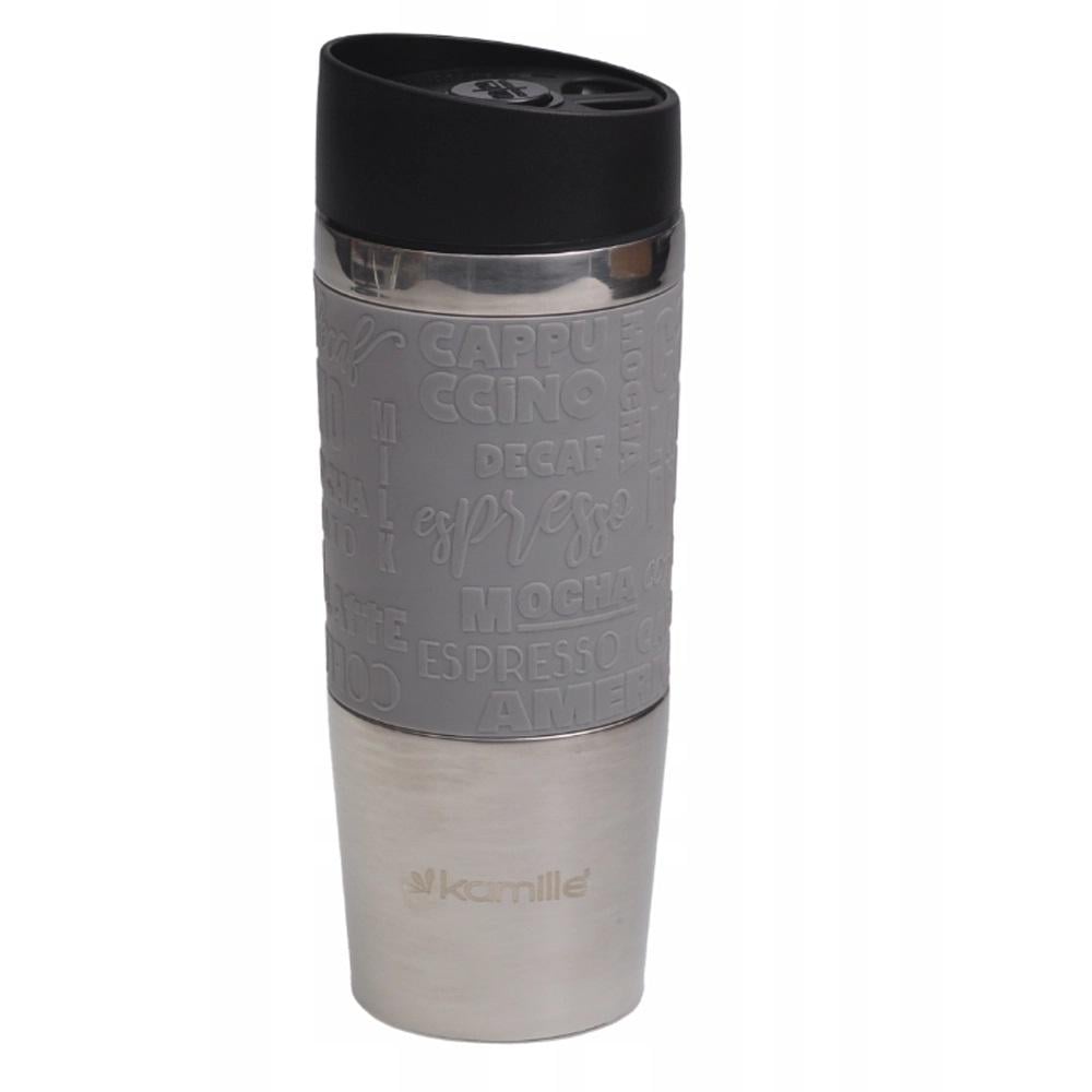 Термокружка с TPR-вставкой Kamille KM-2152 из нержавеющей стали 280 мл Стальной/Серый (150-84-2152.1.2)