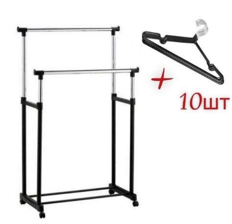 Стойка-вешалка Double Pole для одежды 10 вешалок Black - фото 2