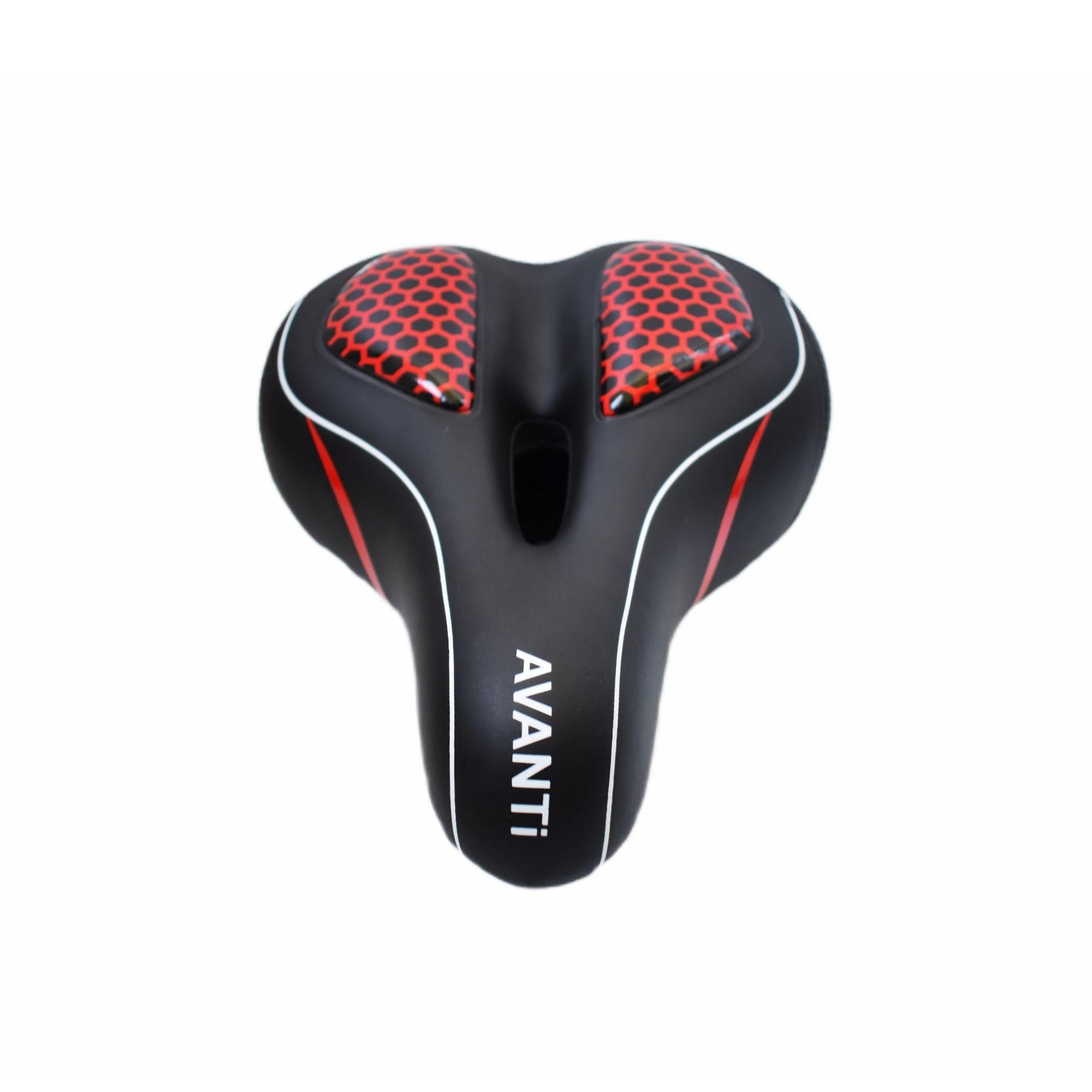 Седло велосипедное AVANTI GEL с отверстием/гелевой вставкой и стоп-сигналом Черно-красный (27263303)