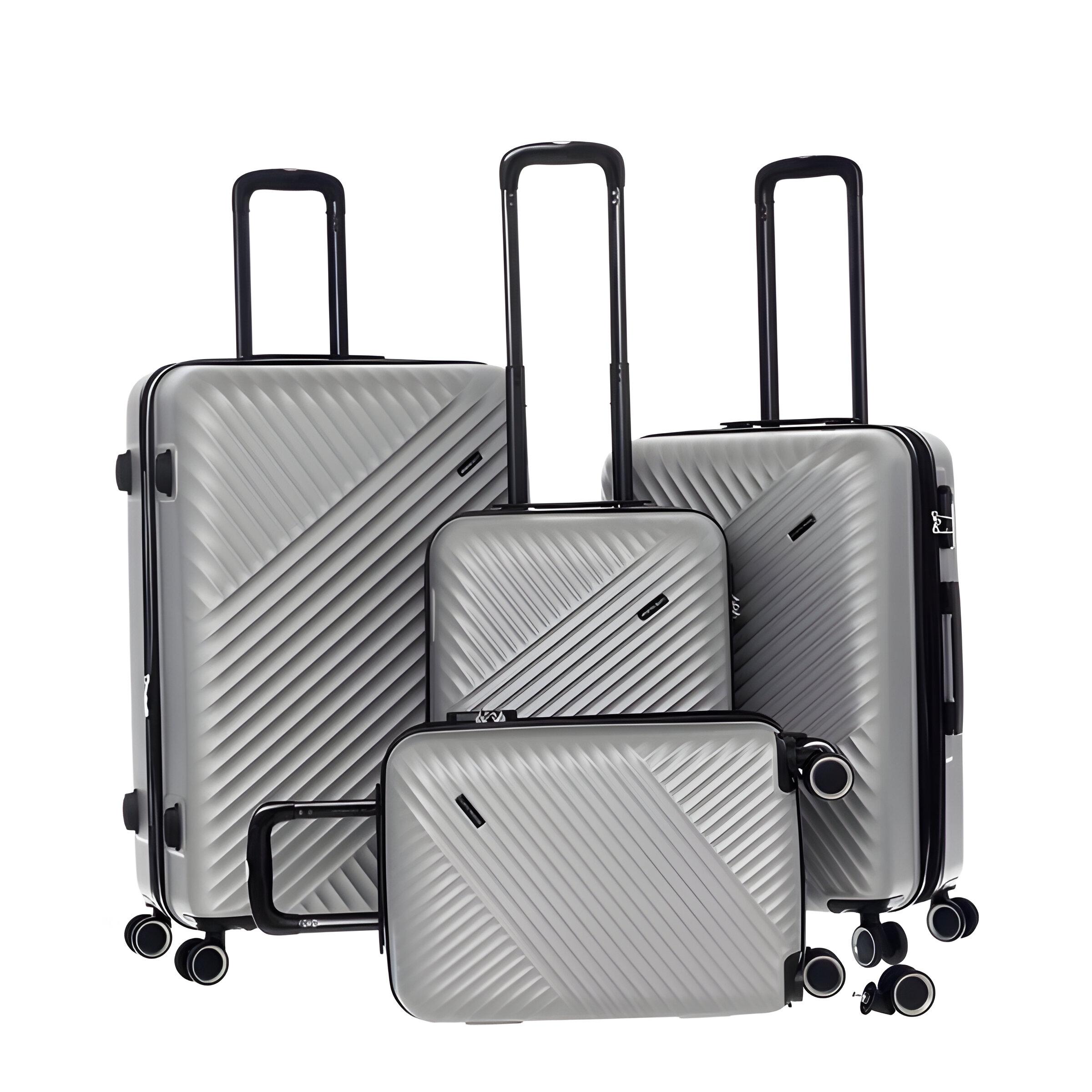 Набор чемоданов 4в1 пластик с кодовым замком и телескопической ручкой Серый (635) - фото 1