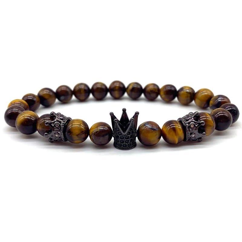 Браслет із тигрового ока з коронами р. 17 (20022)