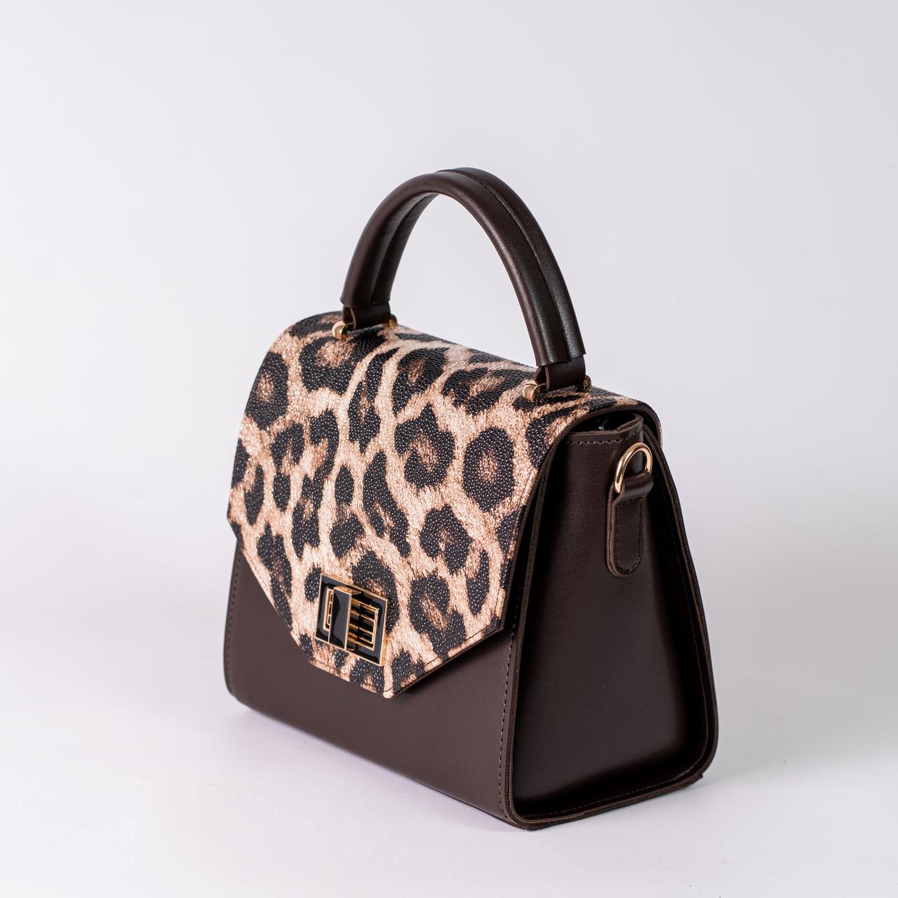 Сумка жіноча з клапаном леопард XENIA № 37-24 з еко-шкіри Коричневий - фото 2
