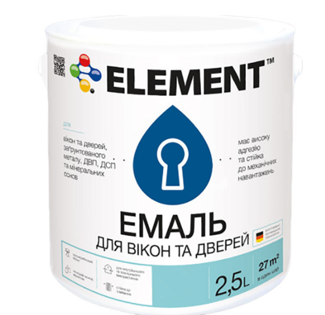 Эмаль акриловая Element для окон и дверей 2,5 л Прозрачный (1818429744)