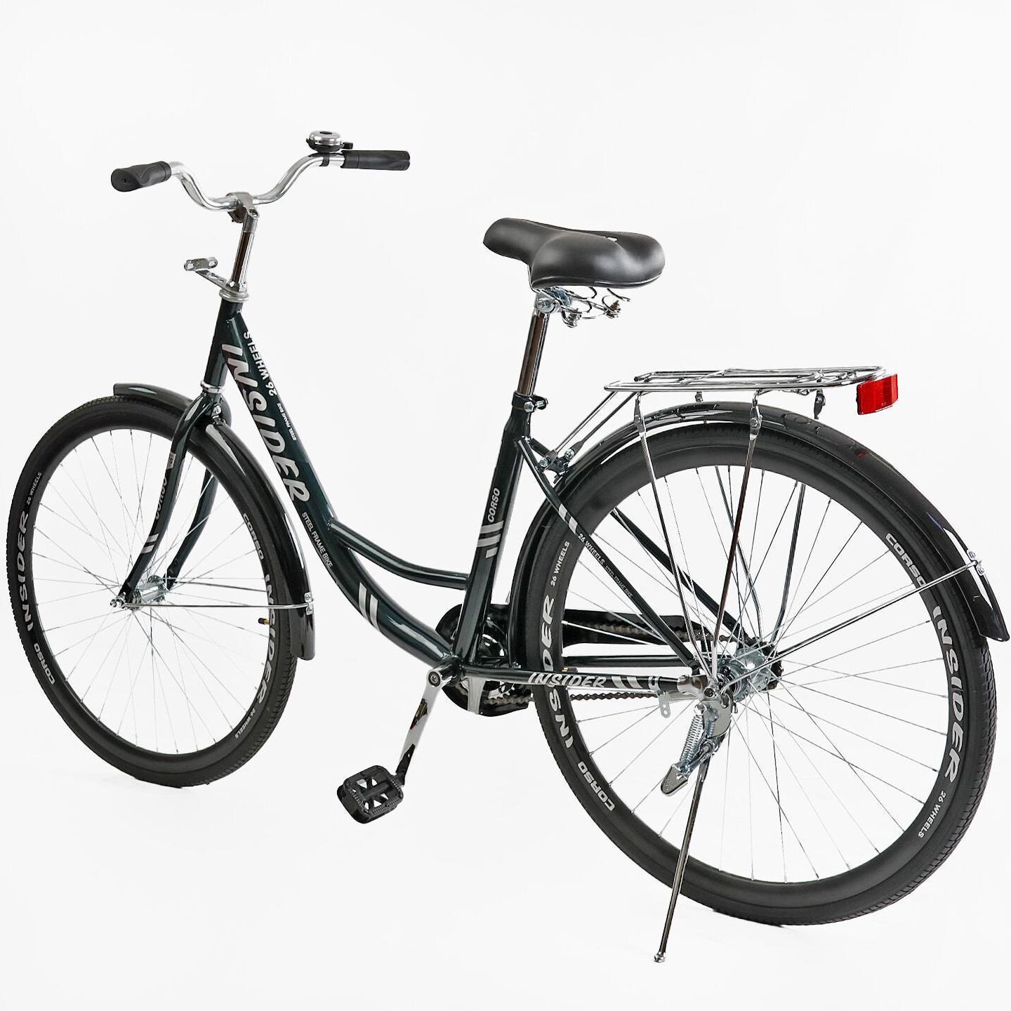 Велосипед городской Corso Insider с багажником рама 16,5"/26" Зеленый - фото 3 Велосипед городской Corso Insider с багажником рама 16,5"/26" Зеленый - фото 3
