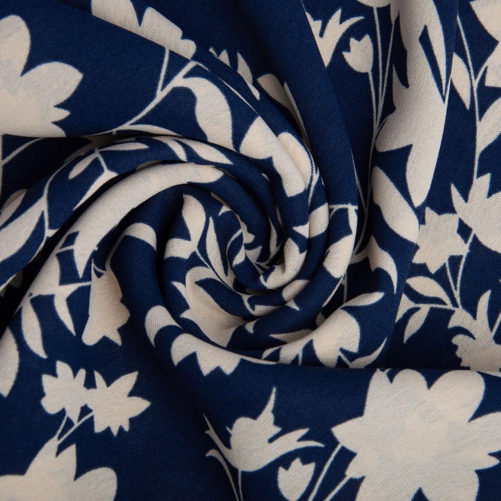 Ткань креп Флора Темно-синий (22374)