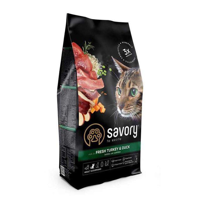 Корм сухой Savory Adult Cat Gourmand Fresh Turkey & Duck для прихотливых кошек 8 кг (30068)