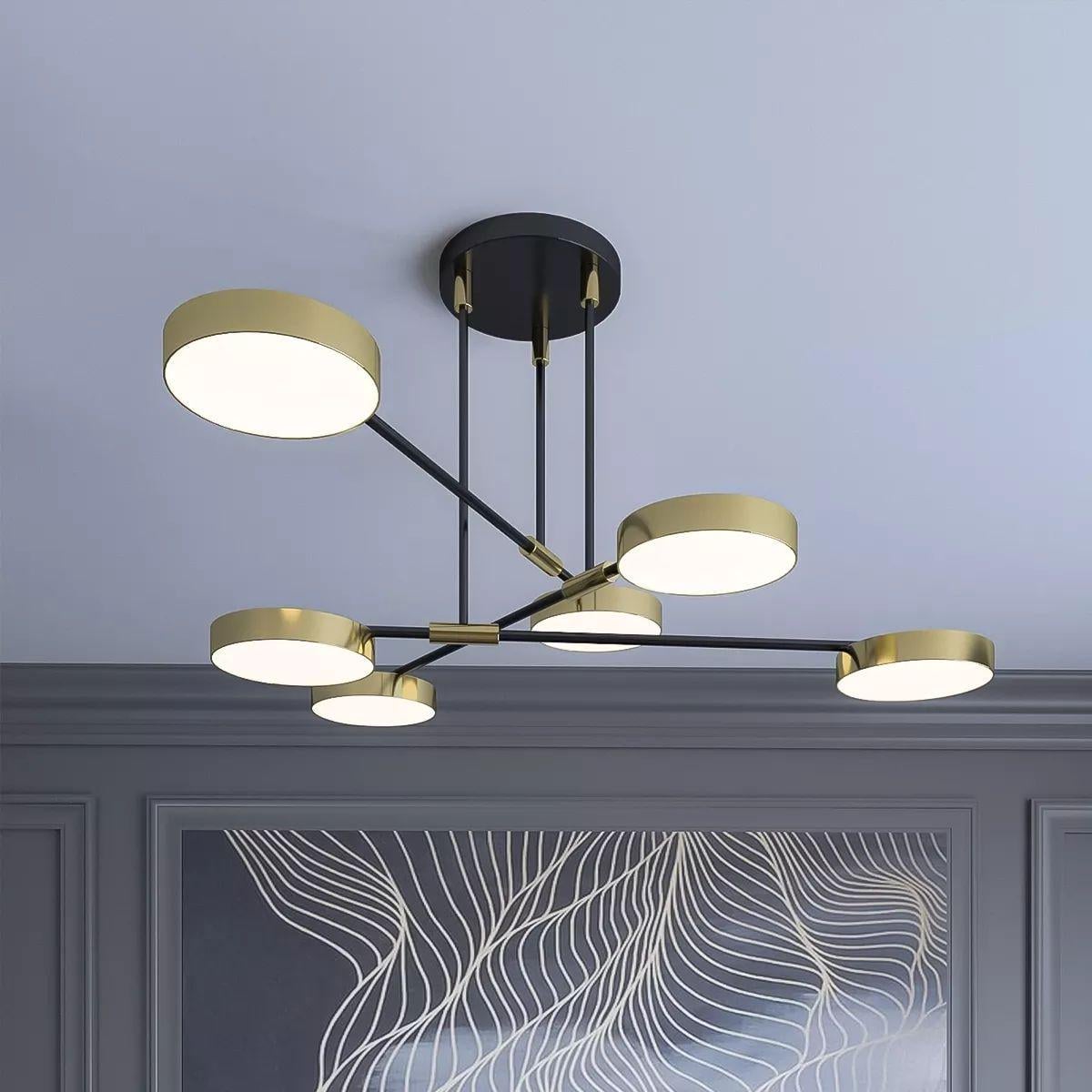 Люстра потолочная MJ-Light NOA 6 4000K BK+GD 10017