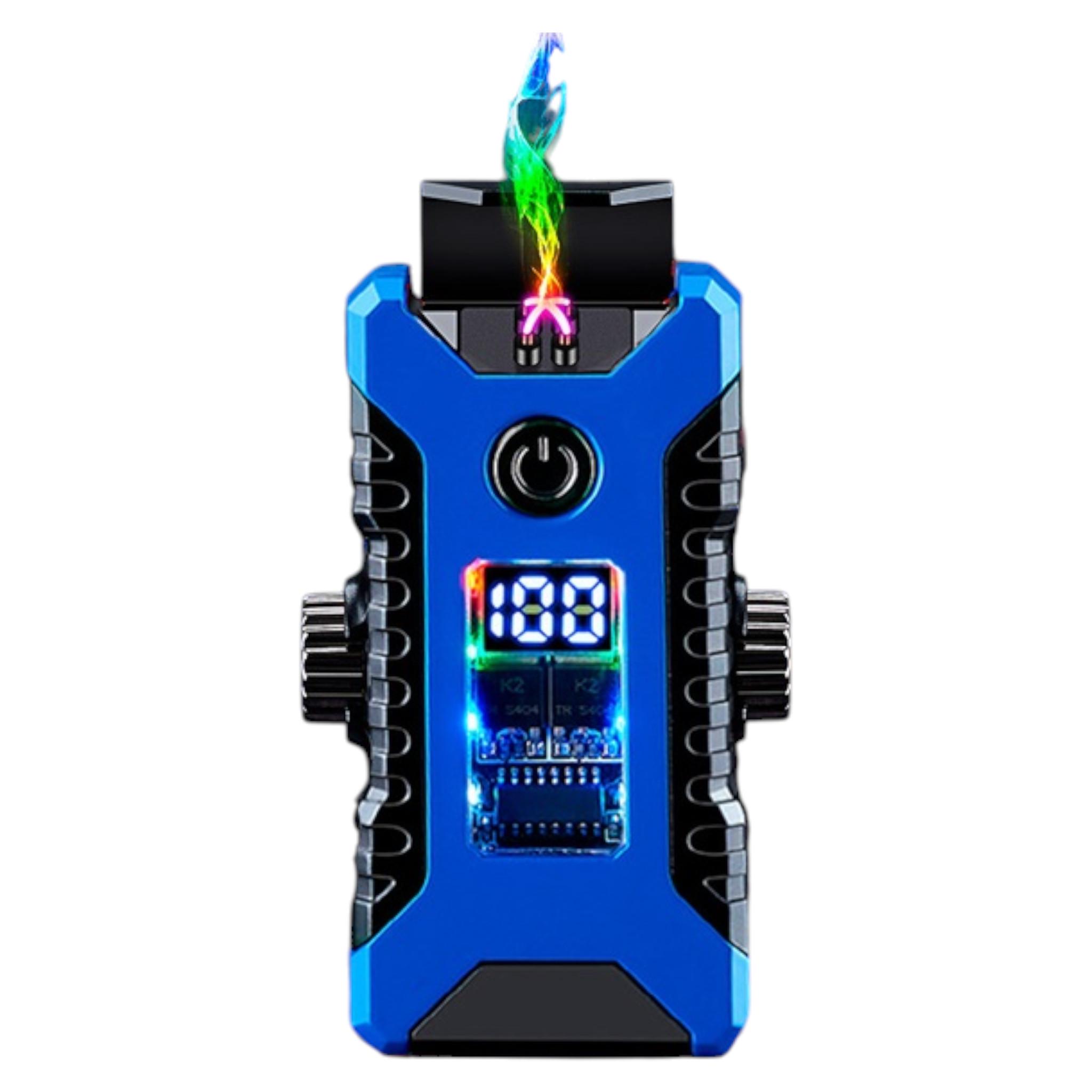 Зажигалка электроимпульсная Lighter HL-792 с перекрестной молнией/фонариком/индикатором заряда Blue (26468781)