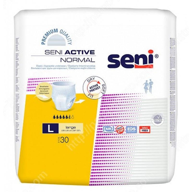 Подгузники-трусики для взрослых Seni Active Normal Large 100-135 см 30 шт. 5,5 кап.