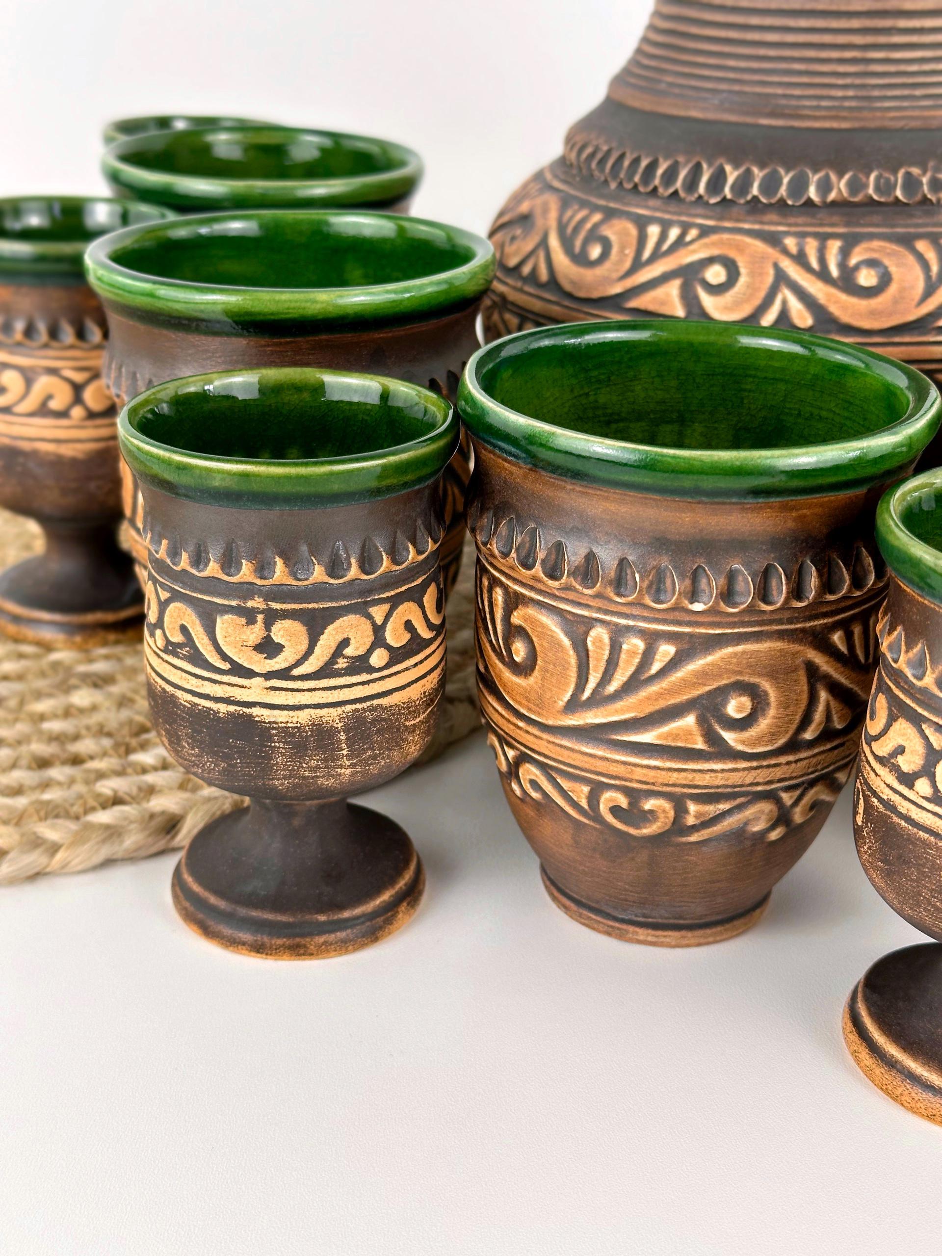 Набір глиняного посуду для напоїв Гражда на 6 чоловік Коричневий (17019-30) - фото 8 Набір глиняного посуду для напоїв Гражда на 6 чоловік Коричневий (17019-30) - фото 8