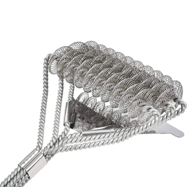 Щітка для очищення гриля BBQ безпечна з ручкою 3 спіралі та скребок сталь Black (709846) - фото 3 Щітка для очищення гриля BBQ безпечна з ручкою 3 спіралі та скребок сталь Black (709846) - фото 3