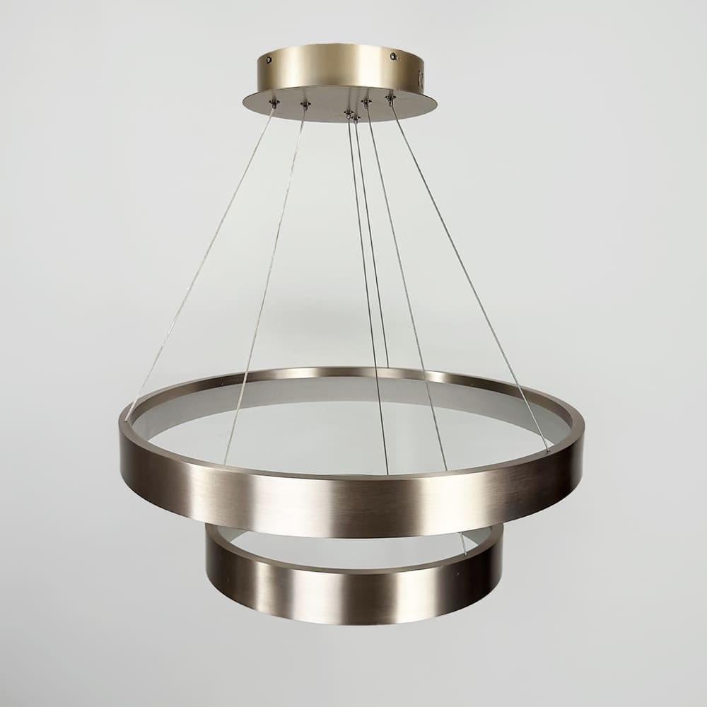 Люстра сучасна кільцева в подвійному каркасі Ø 60/40 см Сатин (MJ262-600/400 Carmine)