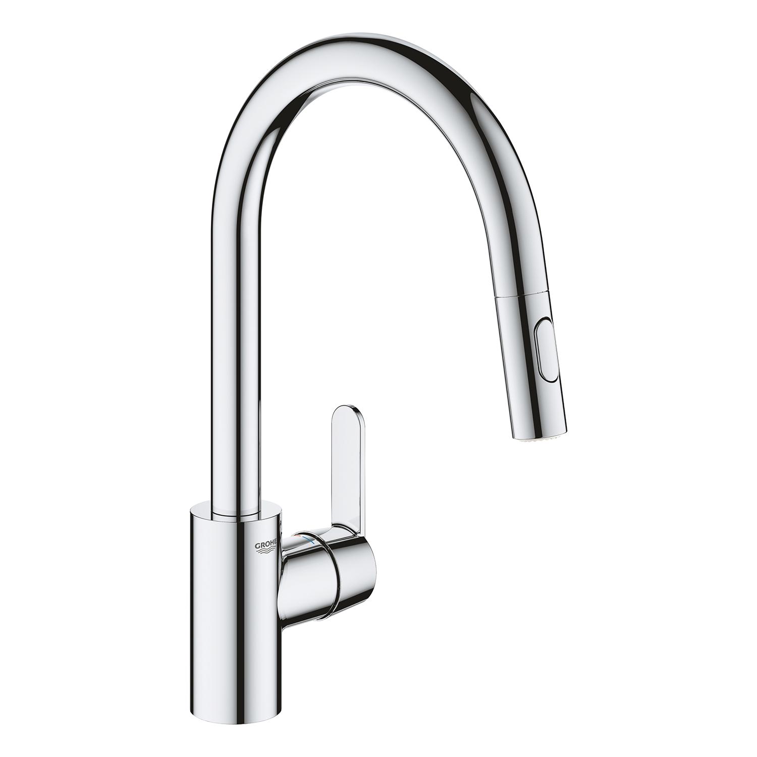 Змішувач для кухні Grohe QuickFix Get 31484001 CV030571 із висувною лійкою Хром (159131)