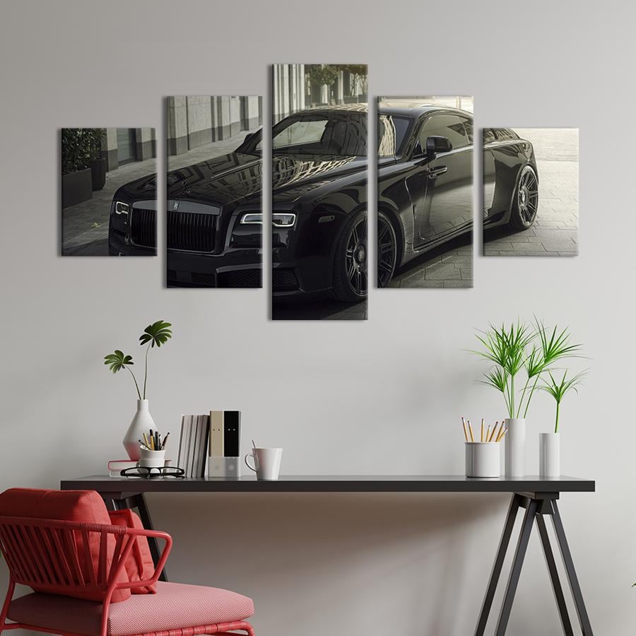 Картина на холсте Элегантый Rolls-Royce в чёрном цвете 162x80 см (1400-52)