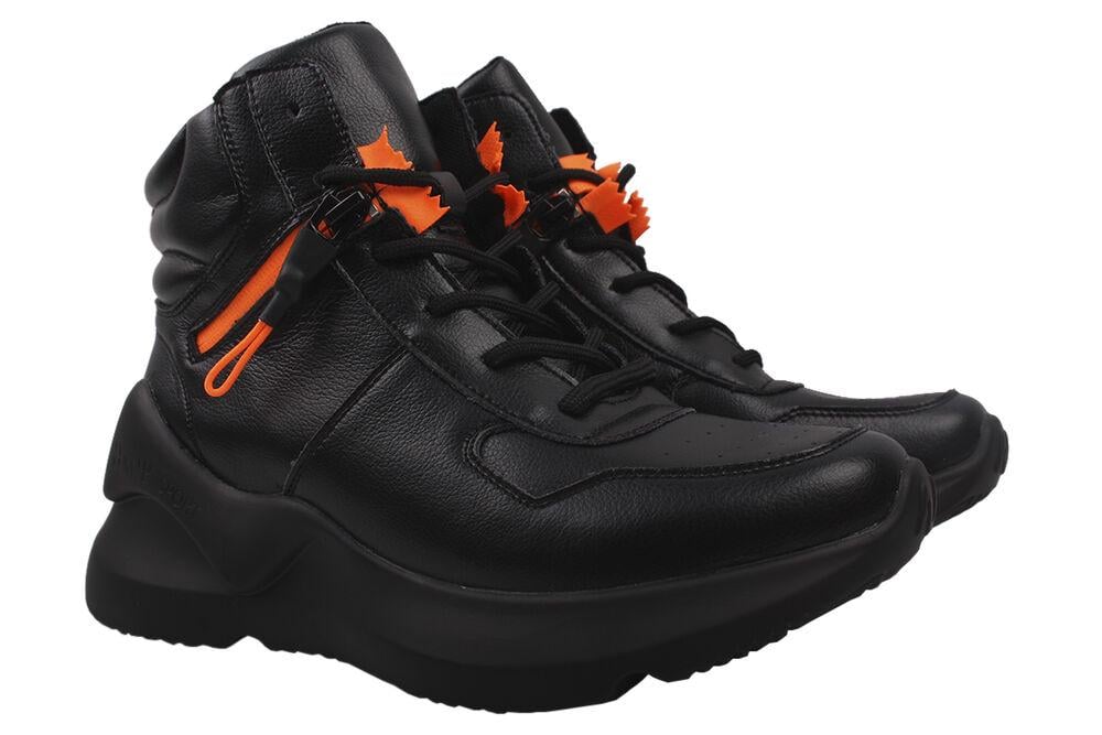 Кроссовки женские Gifanni из кожи на платформе на шнуровке р. 36 Черный (49-9DKH)