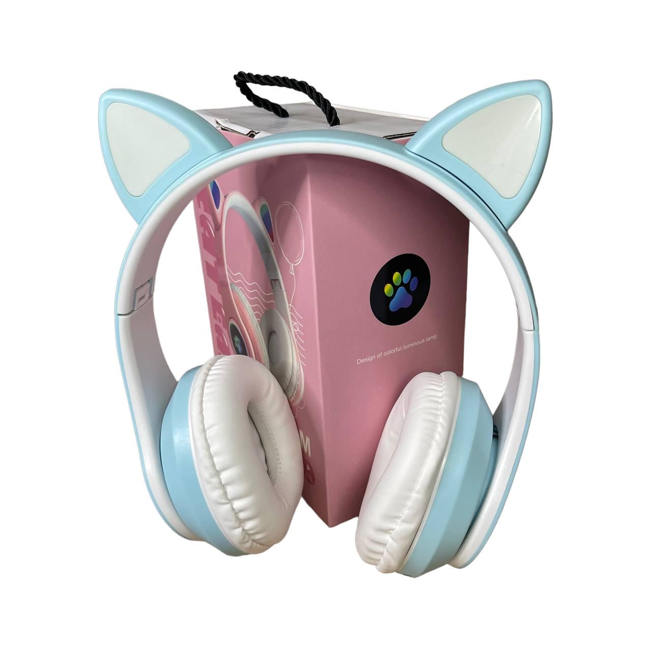 Наушники детские Cat Ear В39М подсветка/FM-радио/MicroSD/Bluetooth Голубой - фото 6