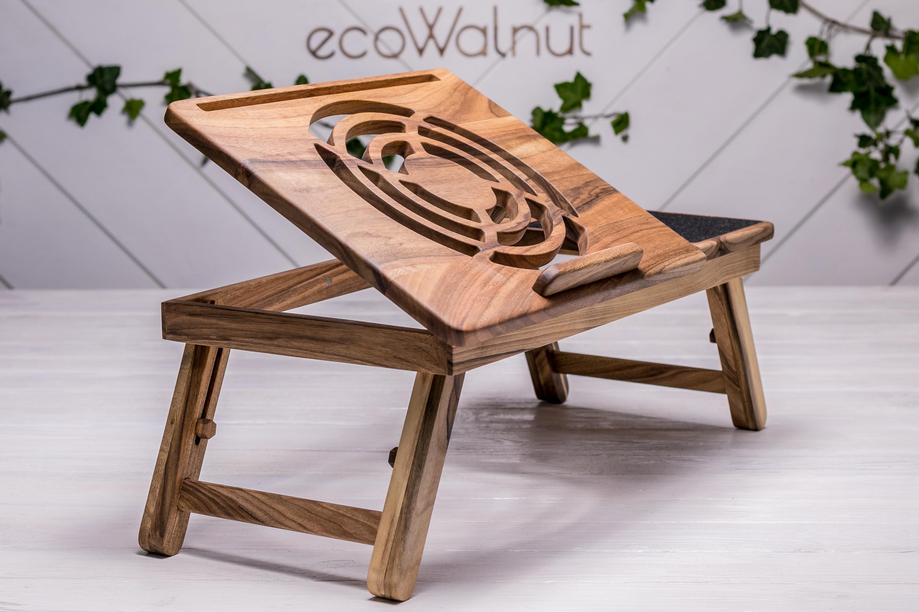 Столик-холдер EcoWalnut Laptop iDesk з гравіюванням (EW-19)