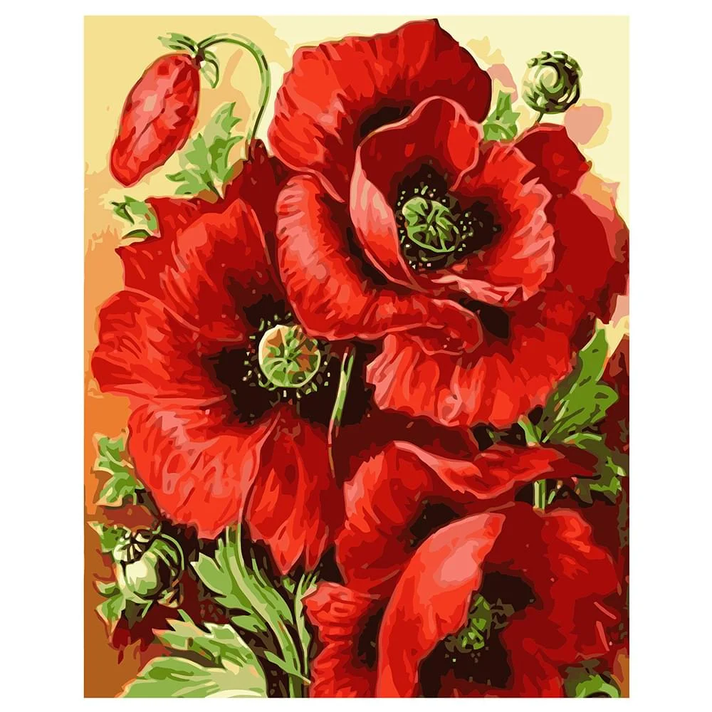 Картина по номерам Strateg Цветы Маки 40х50 см в коробке (VA-0659КЗ-mt)