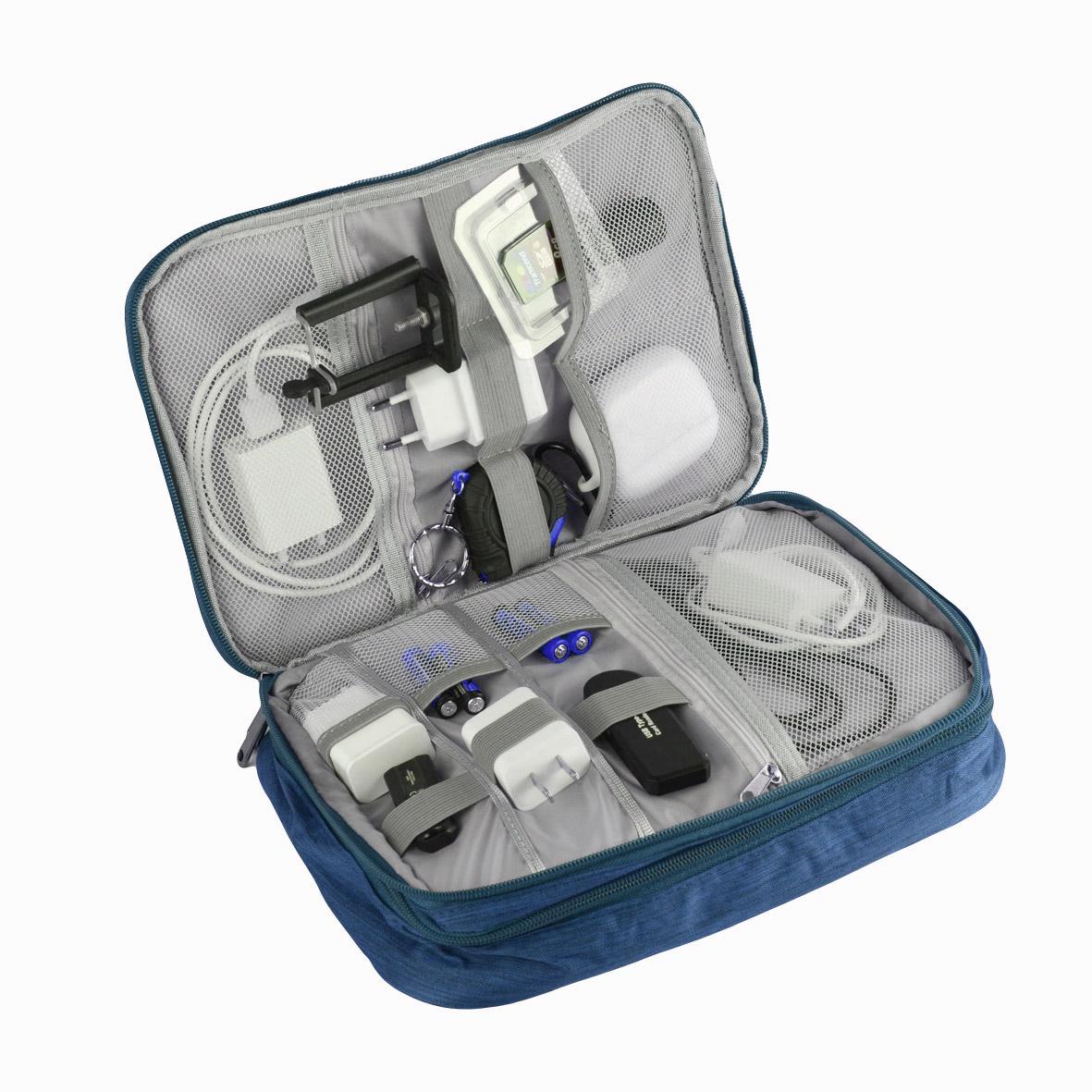 Органайзер для зарядных устройств и кабелей 2 отделения 26,5х19,5х9,5 см Темно-синий (ОД-302-2) - фото 2 Органайзер для зарядных устройств и кабелей 2 отделения 26,5х19,5х9,5 см Темно-синий (ОД-302-2) - фото 2