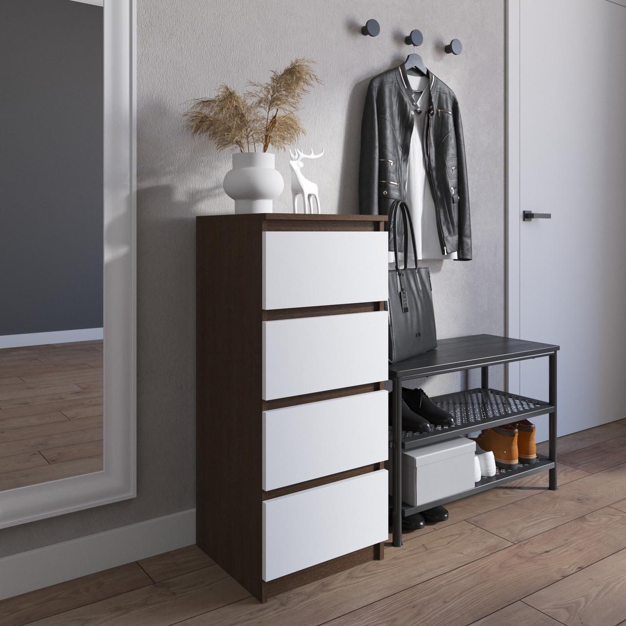 Комод з шухлядами Вайс R-17 40х40х98 см Венге Темний/Білий (30370827) - фото 1 Комод з шухлядами Вайс R-17 40х40х98 см Венге Темний/Білий (30370827) - фото 1