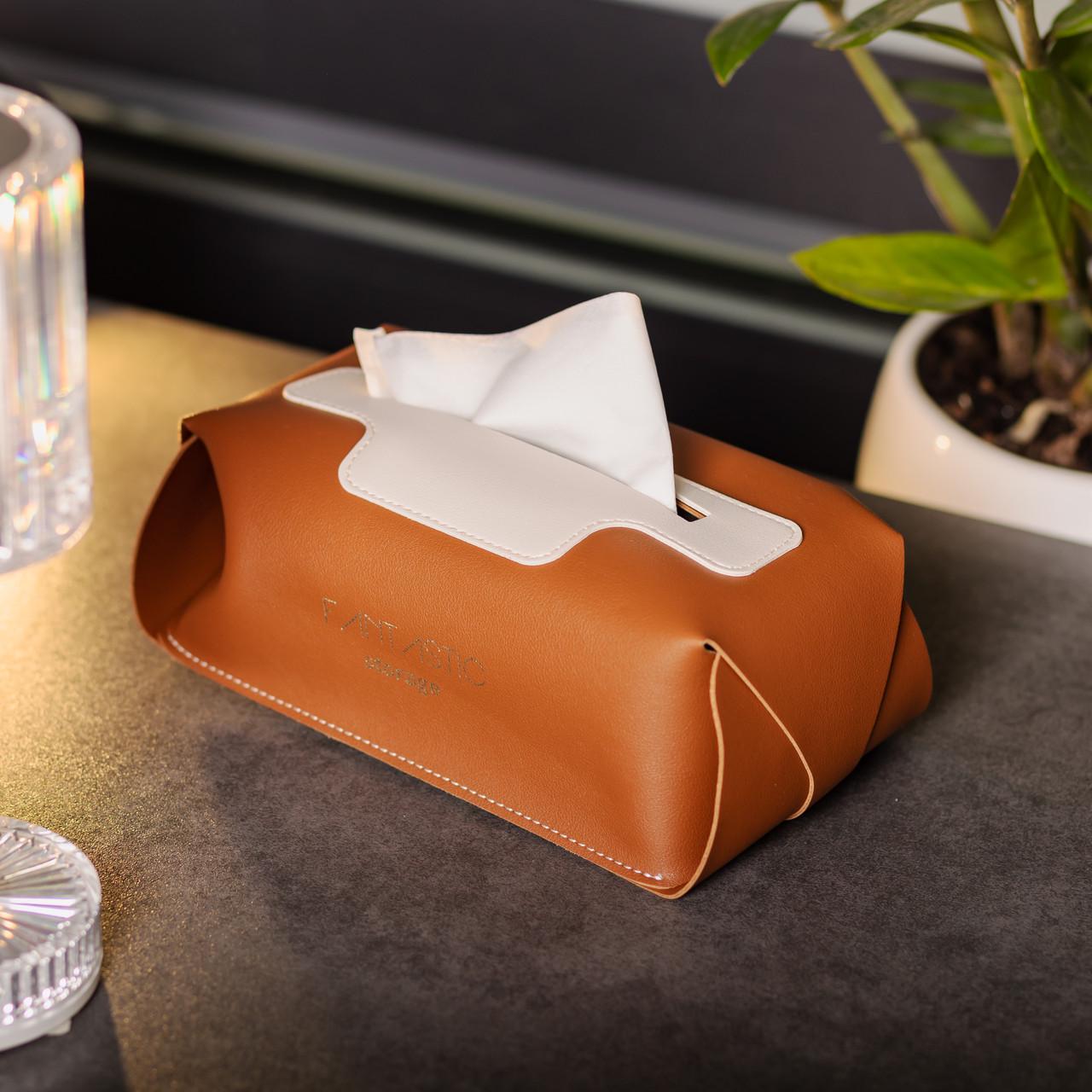 Органайзер для салфеток в салон автомобиля 22х11,5х9 см Коричневый (HP-3-210BR) - фото 4