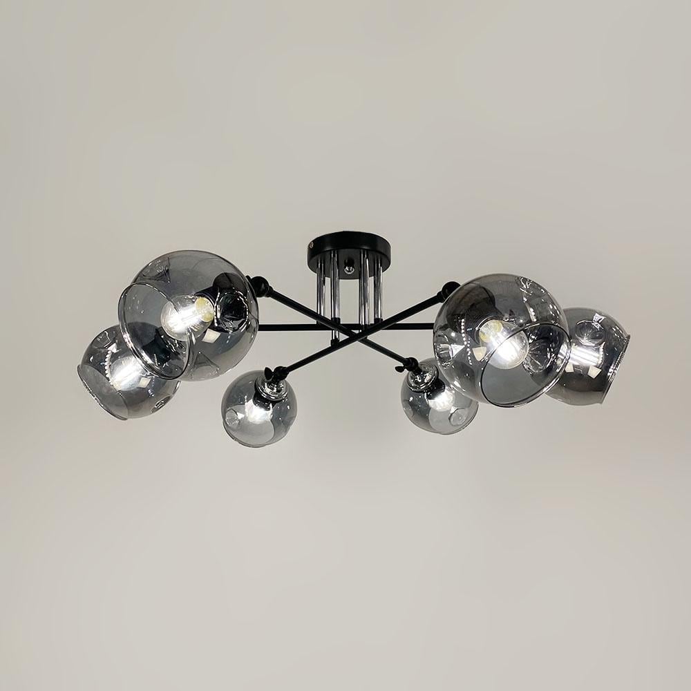 Люстра стельова Lighthouse LF-17374/6 CH/BK/GR з графітовими плафонами