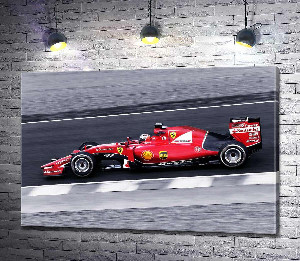 Картина ArtPoster Красный автомобиль Ferrari на гоночной трассе "Формулы-1" 100x67 см Модуль №1 (001191)
