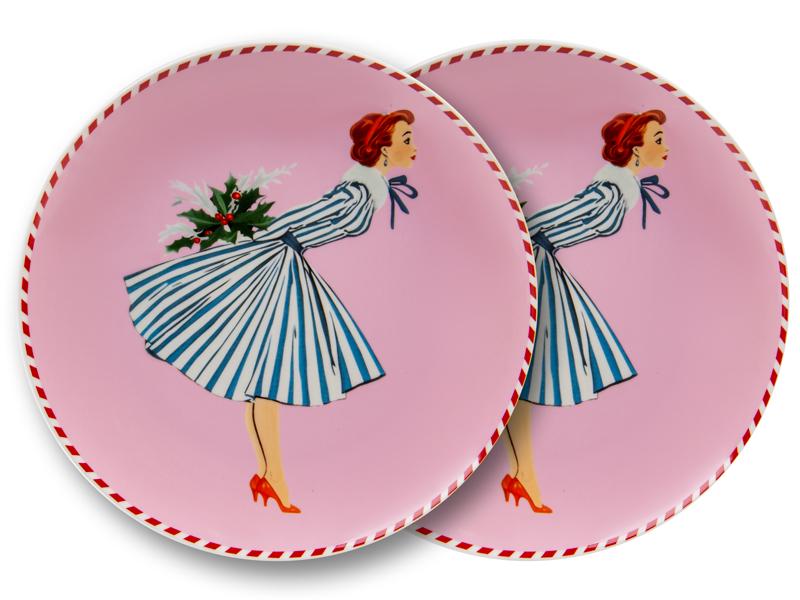 Набор из двух фарфоровых тарелок Lefard Miss christmas 21 см Розовый (924-888)