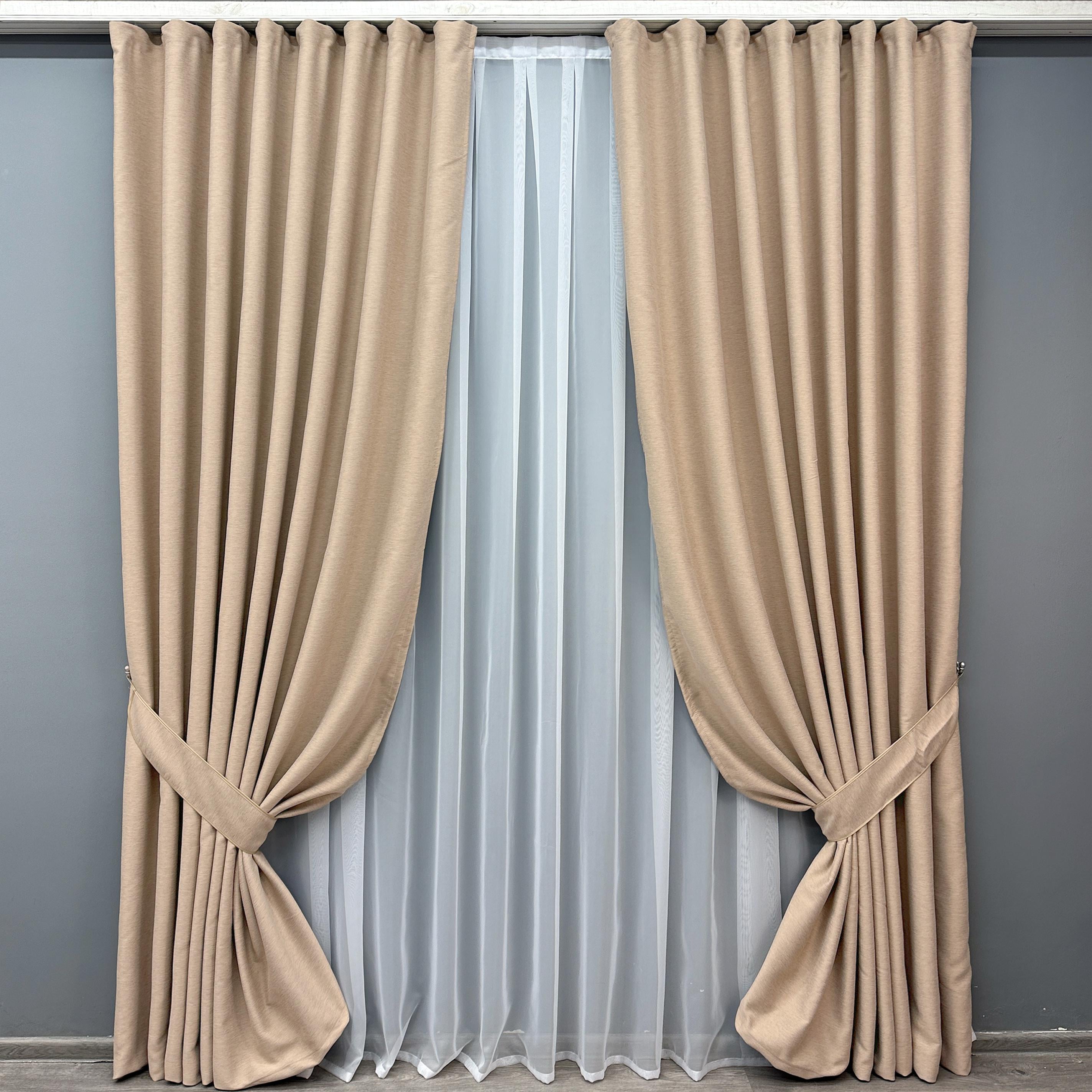 Комплект готовых штор VR-Textil Eclipsе №1817ш блекаут двухсторонний 150х270 см 2 шт. Песочный (33-0798) Комплект готовых штор VR-Textil Eclipsе №1817ш блекаут двухсторонний 150х270 см 2 шт. Песочный (33-0798)