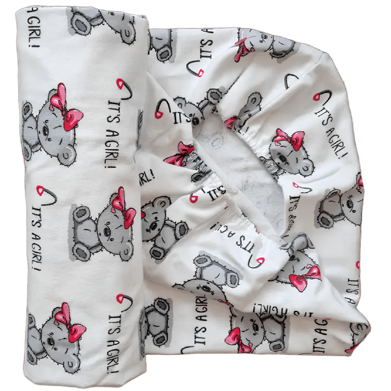 Простыня детская на резинке BST фланелевая Розовый/Серый (2431655040)