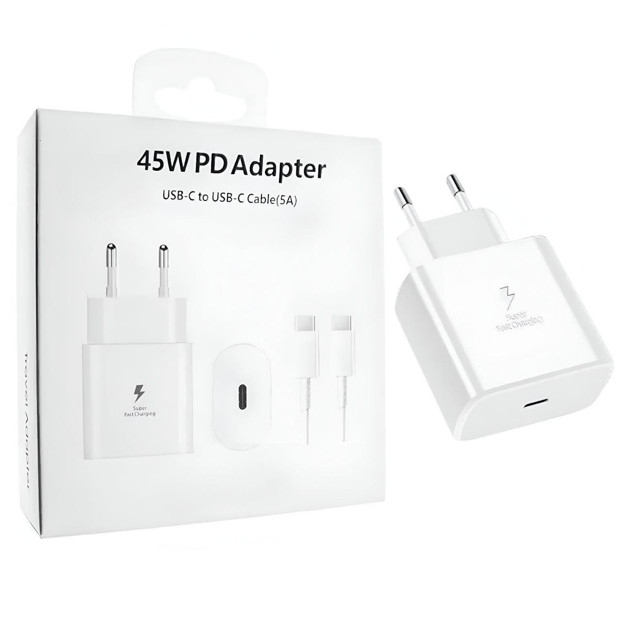 Зарядное устройство 45W 2в1 Type-C to Type-C 5A Белый (25088290) Зарядное устройство 45W 2в1 Type-C to Type-C 5A Белый (25088290)