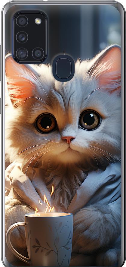 Чехол на Samsung Galaxy A21s A217F White cat (5646u-1943-42517)