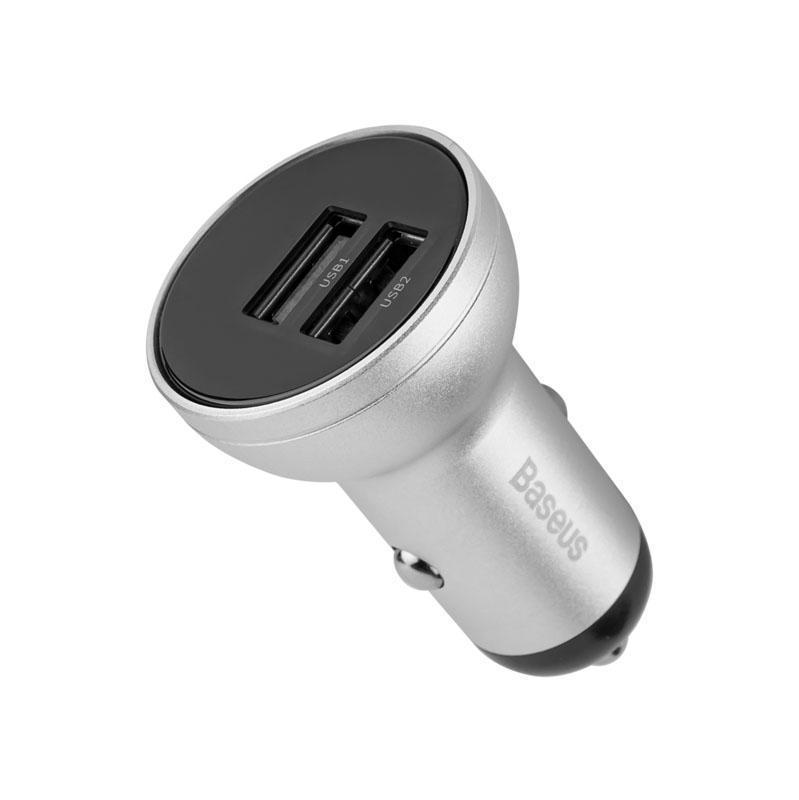 Зарядний пристрій автомобільний BASEUS Digital Display Dual USB 4,8A 24W Silver (231671)