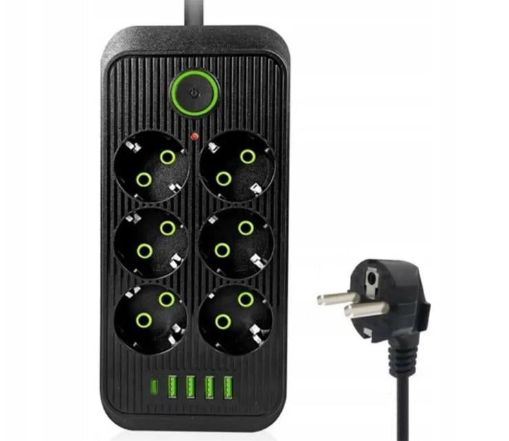 Подовжувач мережевий UA Power F06U 4USB Type-C 6 розеток 6 м (021269) - фото 2 Подовжувач мережевий UA Power F06U 4USB Type-C 6 розеток 6 м (021269) - фото 2