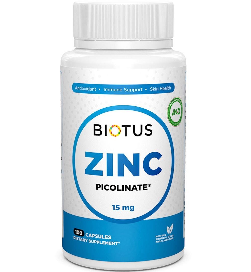 Мікроелемент Цинк Biotus Zinc Picolinate 15 mg 100 Caps BIO-530470