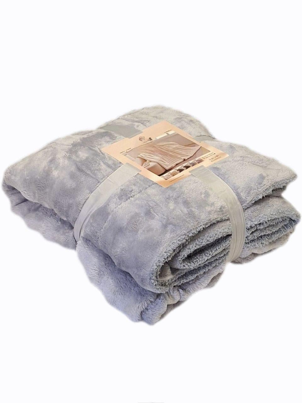 Плед на овчине Malloory Home Волна 200x230см Серо-голубой (2798)