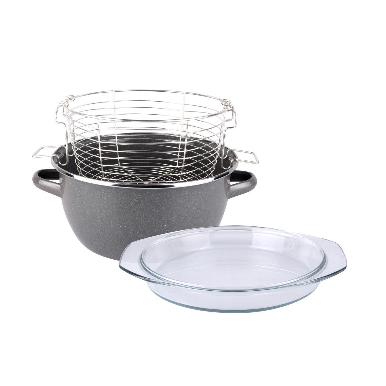 Кастрюля фритюрница Vitrinor Parma со стеклянной крышкой 24 см 5,2 л (1101881)